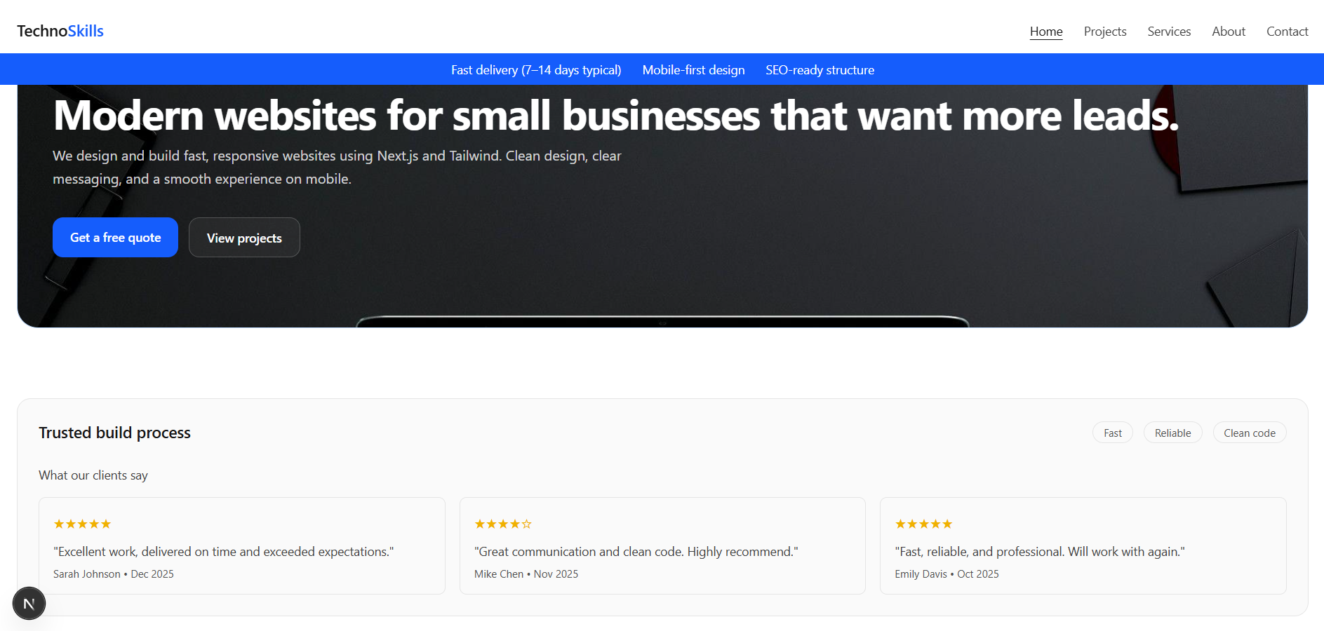 TechnoSkills Project Screenshot